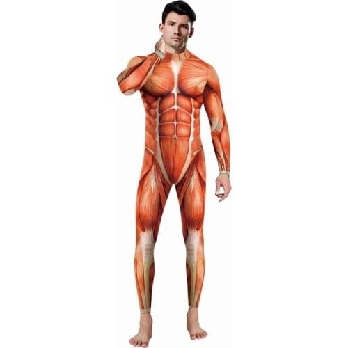 Sexy unitard Anime movie hero character suit 3D digital print muscle jumpsuit costume men