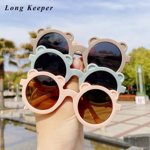 Kids Cute Cartoon Round Sunglasses Boys Girl Bear Shape Sun Glasses Children Baby Matte High Quality Glasses Shades Eyewears