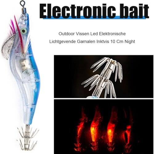 LED Electronic Luminous Shrimp Squid 10cm Night Fishing Squid Jigs Lure Bass Bait Fishing Tackle Outdoor fishing Accessories