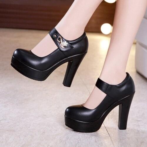 2019 black model cheongsam t stage catwalk shoes high heel thick with performance round head waterproof platform size code