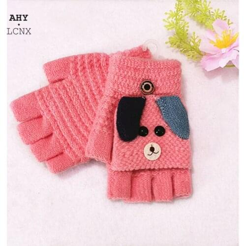 Outdoor Warm Mittens For Children Winter Half-finger Gloves Boys And Girls Soft Knitted Thicken Baby Warm Childrens Gloves
