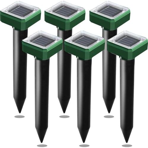 Solar Mole Repellent Stakes Sonic Vole Repeller Gopher Deterrent Spikes-Get Rid of Burrowing Animals Waterproof