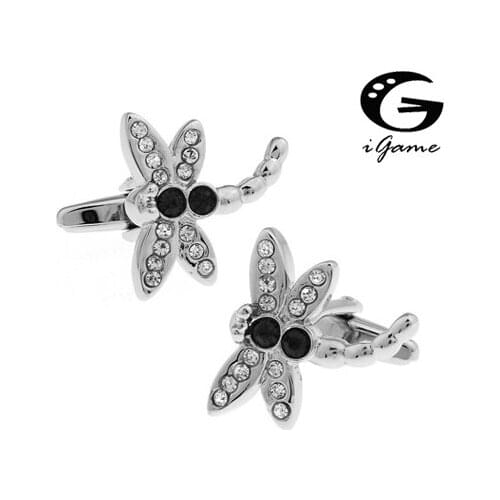 Dragonfly 2 Colours Option Crystal Style Quality Copper Material Cuff Links