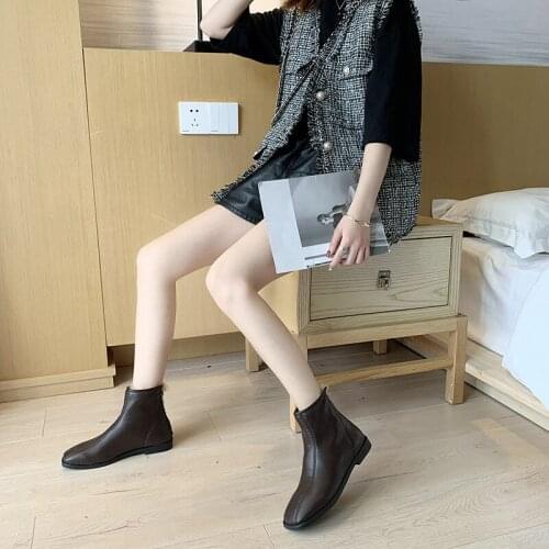 Women Ankle Boots Autumn and Winter New Zip Soft Bottom Booties Low Heel Female Party Shoes Comfortable Zapatos De Mujer W20-82