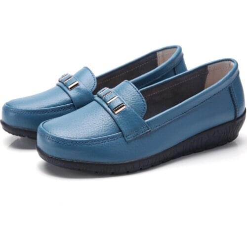New Comfortable Moccasins Shoes Women Flats 2020 Summer Woman Loafers Genuine Leather Casual Shoes Female Slip On Ballet Shoes