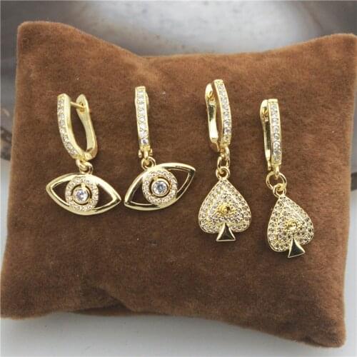 10pair/lot Fashion colorful plated cz earring,eye/heart shape plated component,new women love earrings wholesale