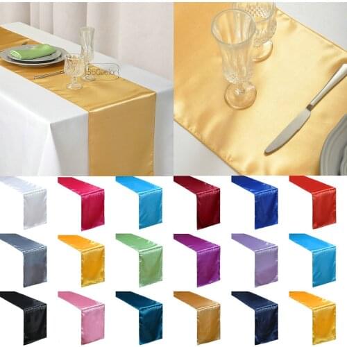 10pcs Satin Table Runner 30cm x 275cm Wedding Party Event Banquet Home Table Decoration Supply Table Cover Tablecloth 12x108inch