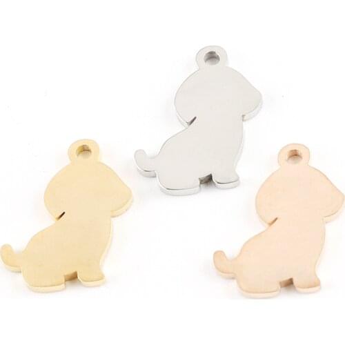 100% Stainless Steel Blank Dog Charm For Engrave Animal Metal Tag Mirror Polished Wholesale 20pcs