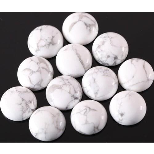 12MM 16MM Round CAB Cabochon Natural Gem Stone White Howlite No Drilled Hole Beads For Jewelry Making Bracelet Earring 10Pcs