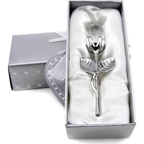 200pcs Elegant Transparent Crystal Glass Rose Artificial Flowers Gift Baby Shower Wedding Favors and Gifts Box Packaging