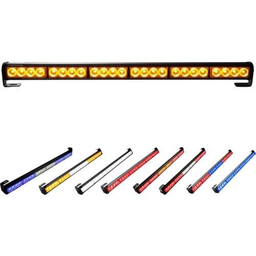 24 LED 27" Hazard Emergency Warning Tow Traffic Advisor Flash Strobe Light Bar (White and Yellow)