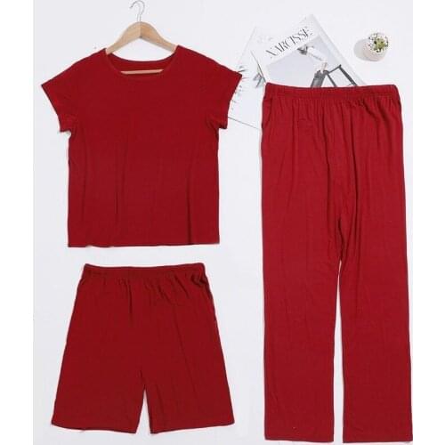 3 Piece/Set Modal Cool Pajamas Set Solid Color Soft Elastic Female Pyjama Big Size 4XL Cozy Women Pjs kPaCotAkoWka