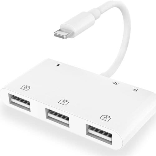 6 in 1 OTG Lightning Adapter for Iphone Ipad to USB Camera micro SD TF card reader kit For Iphone Ipad IOS 13