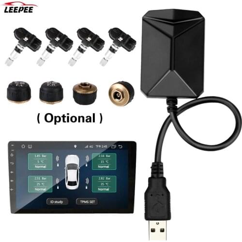Android Navigation Alarm System With 4 Sensors USB Android Car TPMS Wireless Transmission TPMS Tire Pressure Monitoring System