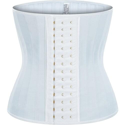 White Latex Waist Trainer Corset Reducing Shaper Body Shapewear Women Belly Sheath Slimming Belt 25 Steel Bone Modeling Strap