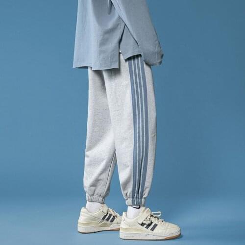 Fashion Casual Sweatpants Pants Mens 2021 Spring Summer Stripes Youth Hip-hop Sports Loose Simple Straight Streetwear Trousers