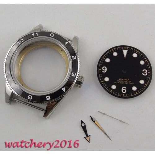 41mm corgeut Luminous Marks ceramic bezel Case+Dial+Hands Set for ETA 821A 2836 8215 Movement High quality watchcase