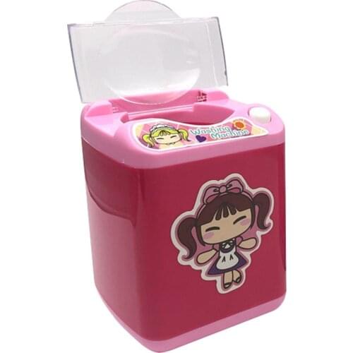 Mini Simulation Electric Washing Machine Play Toy Makeup Brush Cleaner Gift Children Educational Pretend Play Toy Doll Furniture