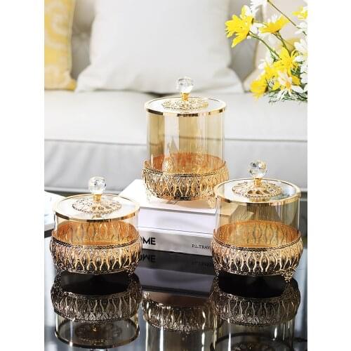 European Luxury Transparent Crystal Candy Jar Snack Storage Jars Glass Bottle Home Decoration Ornaments Simple Storage Crafts