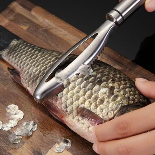 Stainless Fish Scales Scraping Graters Fast Remove Fish Cleaning Peeler Scraper Fish Bone Tweezers Kitchen Accessorie Tool Gadge