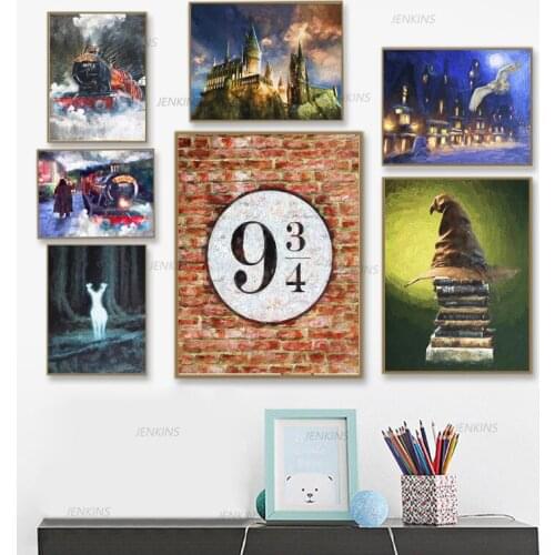 Canvas Painting Posters Castle Express Sorting Hat Wall Art Prints Painting Nordic Pictures Home Art for Kids Room Decor Jenkins