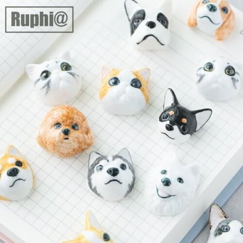 Jingdezhen Virgin Design Pure handmade Ceramic Arctic Fox Collar Lapel Pin Brooch Fashion Ornaments Badge jewelry accessory