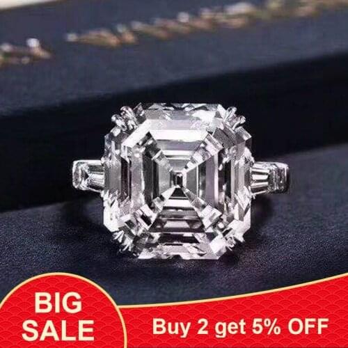 Solid 925 sterling silver asscher Cut trapezoid baguette cut Rings for women engagement Luxury rings jewelry personalized
