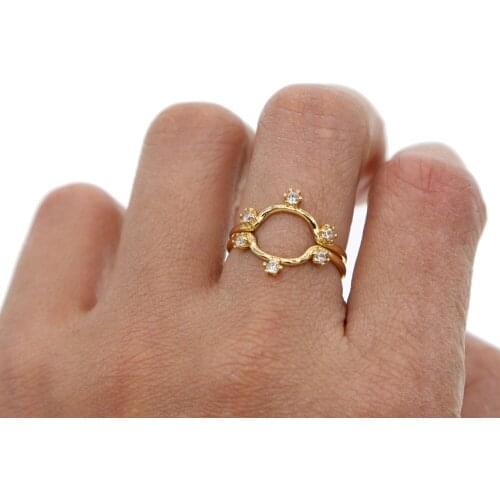Gold color 3pc cz charm tiny v shape ring delicate dainty sparkling jewelry drop shipping women midi simple finger rings cheaps
