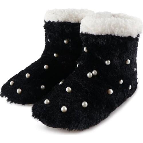 Hot Selling Women Ladies Slipper Boots Plush Soft Warm Fleece Floor Socks Booties Pearl Floor Shoes -B5