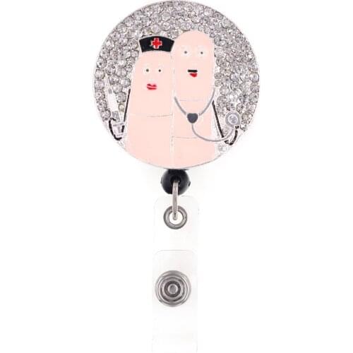Medical Cute Finger Nurse Doctor Rhinestone Retractable Nurse Badge Reel ID Holder