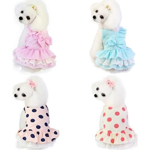 Cute Pet Dog Dress Princess Puppy Cat Dresses For Small Medium Dogs Chihuahua Pet Clothing Polka Dot Skirt Pug Ropa Perro 35