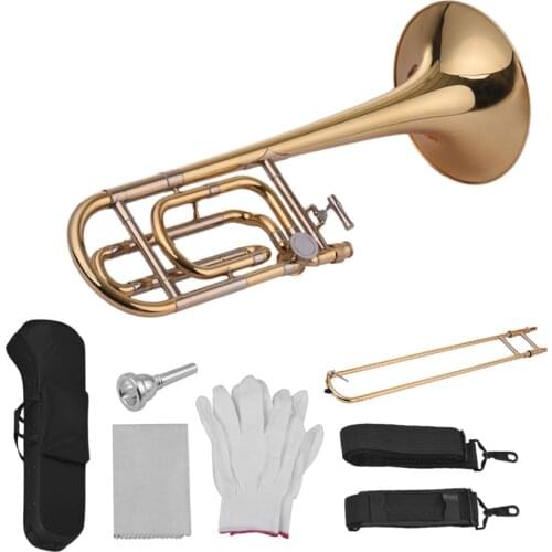 Muslady Intermediate Bb Flat Tenor Slide Trombone with F Attachment Including Mouthpiece Carry Case Gloves Cleaning Cloth