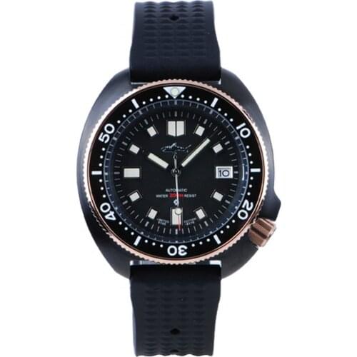 Heimdallr Mens Dive Watches Men Automatic Watch Black Mechanical Wristwatch Turtle 200M Waterproof C3 Luminous Sapphire NH35