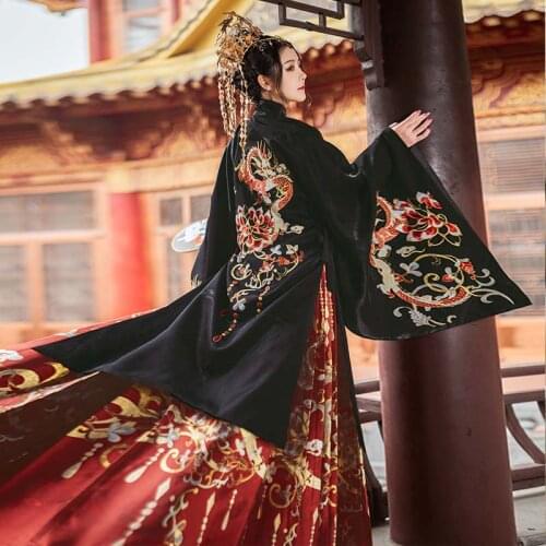 New Embroidered Hanfu Women Daily Clothes Chinese Traditional Long Robe Ming Dynasty Horse Face Skirt Hanfu Tops Skirt DQL5460