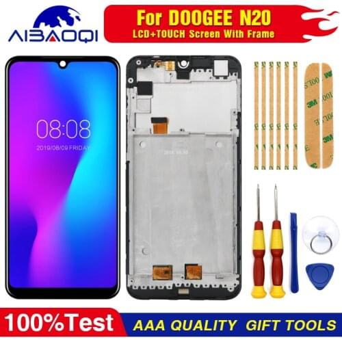 New Original Touch Screen LCD Display For DOOGEE N20 Y9 Plus With Frame Replacement Parts + Disassemble Tool+3M Adhesive
