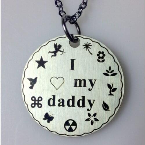 10pcs/lot stainless steel i love my daddy charm pendant necklace