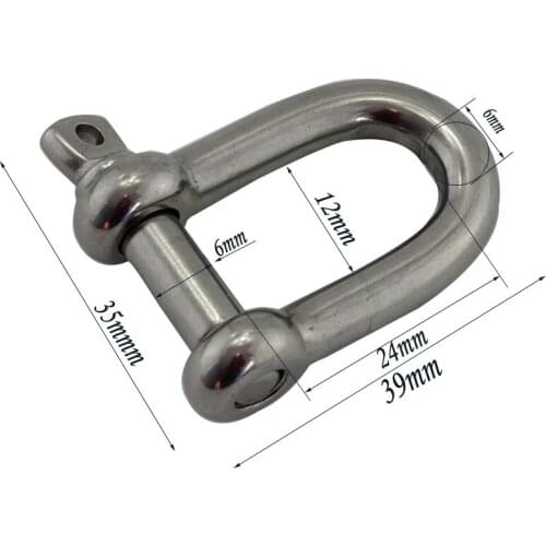 M6 39mm Straight D Shackle Short Stainless Steel AISI 304/316 D Rigging Screw Pin Shackle Hooks boat rigging hardware 5pcs
