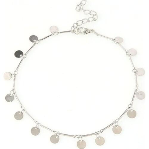 Adjustable Boho Silver Color Tag Pendant Anklet Trend 2020 New Fashion Simple Summer Beach Foot Ankle Jewelry Wholesale