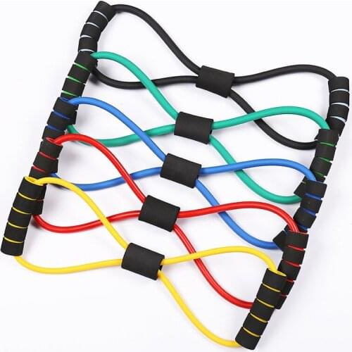 Yoga Gum Fitness Resistance 8 Word Chest Expander Rope Workout Muscle Fitness Rubber Elastic Bands for Sports Exercise