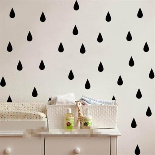 Removble 5x10cm Set of 57 Pcs Rain Drops Wall Decal Stickers Kids Nursery Art Mural Home Decor Wallpaper S-8