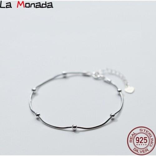 16cm+3cm Silver Bracelet For Women Girls Minimalist Ball Snake Silver Chain Bracelet Women Korean Fine Jewelry Female For Women
