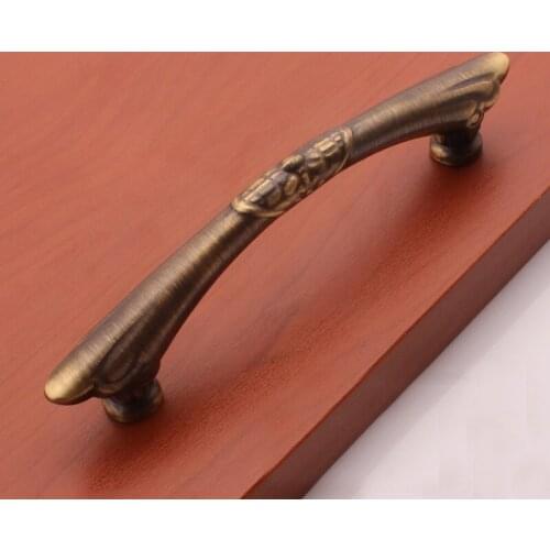 Exquisite Design European Antique Cabinet Drawer Wardrobe Cabinets Departments Handle Solid Brass (C.C.:96mm L:130mm)