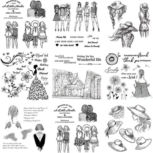 14x14cm Girl Clear Stamps Transparent Seal Silicone Seal TPR Christmas Wedding Roller Stamps DIY Scrapbook Album Card