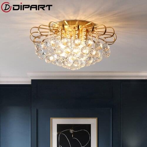 Modern Gold Crystal Chandelier lustres de cristal indoor Lights Copper Pendants Living Room Lamp