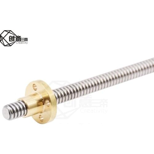 CNC 3D Printer THSL-300-8D Trapezoidal Rod T8 Lead Screw Thread 8mm Lead1mm Length100mm200mm300mm400mm500mm600mm with Brass Nut