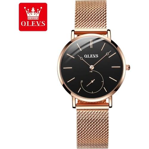 OLEVS Stainless Steel Ultra-Thin Casual Wristwatch Quartz ClockTop Brand Luxury Waterproof Watch Womens Watches Fashion Ladie