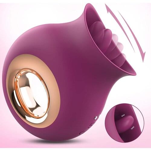 Rose Vibrator Clit Licking Tongue 2 in 1 Vibrating Nipples Stimulator with 9 Modes for Quick Orgasm Sex Toys for Women Couples