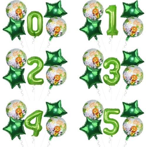 Animal Foil Number Balloon Digital 1 2 3 4 5 6 Years Old Boys Girls Happy Birthday Balloon For Baby Shower Kids Birthday Decorat