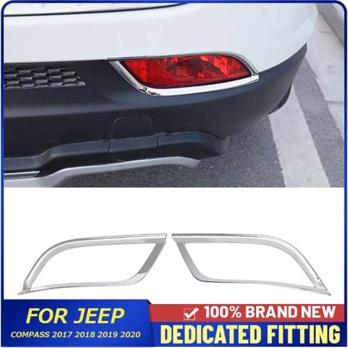 For Jeep Compass 2017 2018 2019 2020 Rear Fog Lamp Decorative Trims Strip ABS Chrome Car Back Tail Foglight Cover Frame