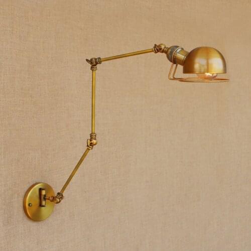 Gold Copper Retro Vintage Wall Lamp Adjustable Long Arm Light Fixtures Edison Loft Style Industrial Wall Sconces Applique LED
